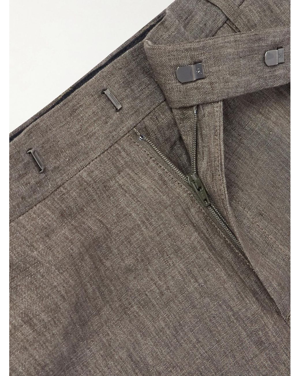 Sunspel Gray Straight-Leg Pleated Linen Suit Trousers for men