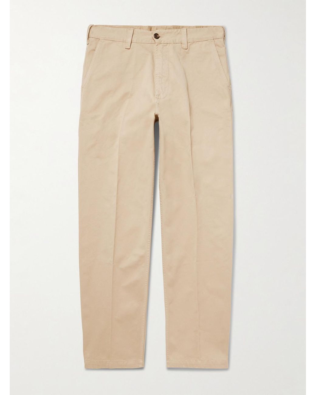 Drake's Natural Straight-Leg Peached Cotton-Twill Trousers for men
