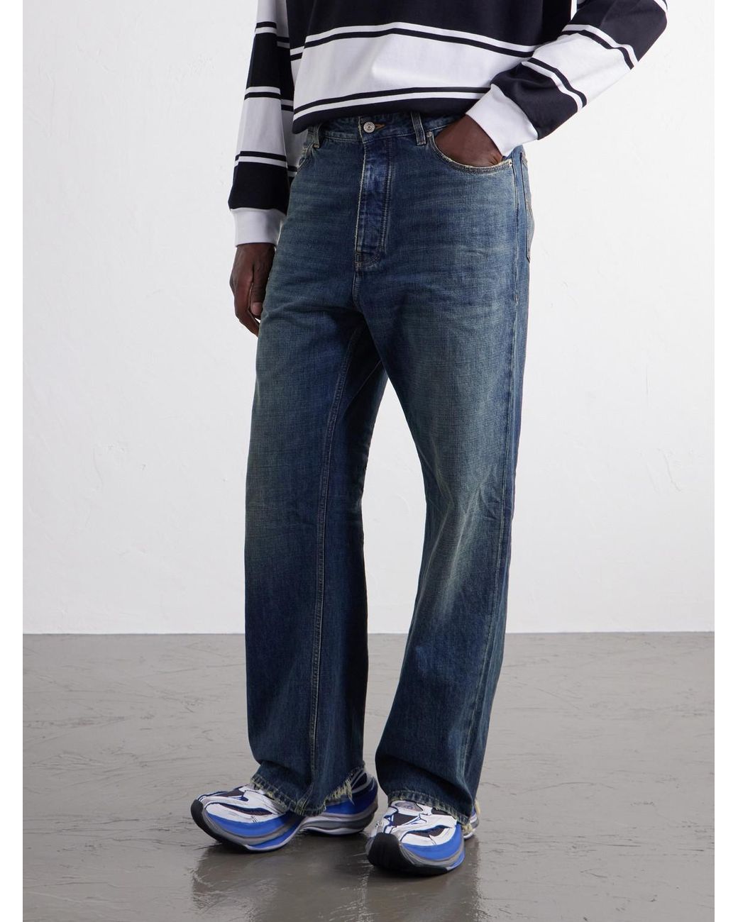 Balenciaga Blue Straight-leg Distressed Jeans for men