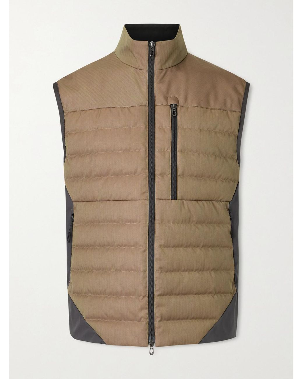 Sease Natural Intrepid Shell-trimmed Quilted Herringbone Virgin Wool Down Gilet for men