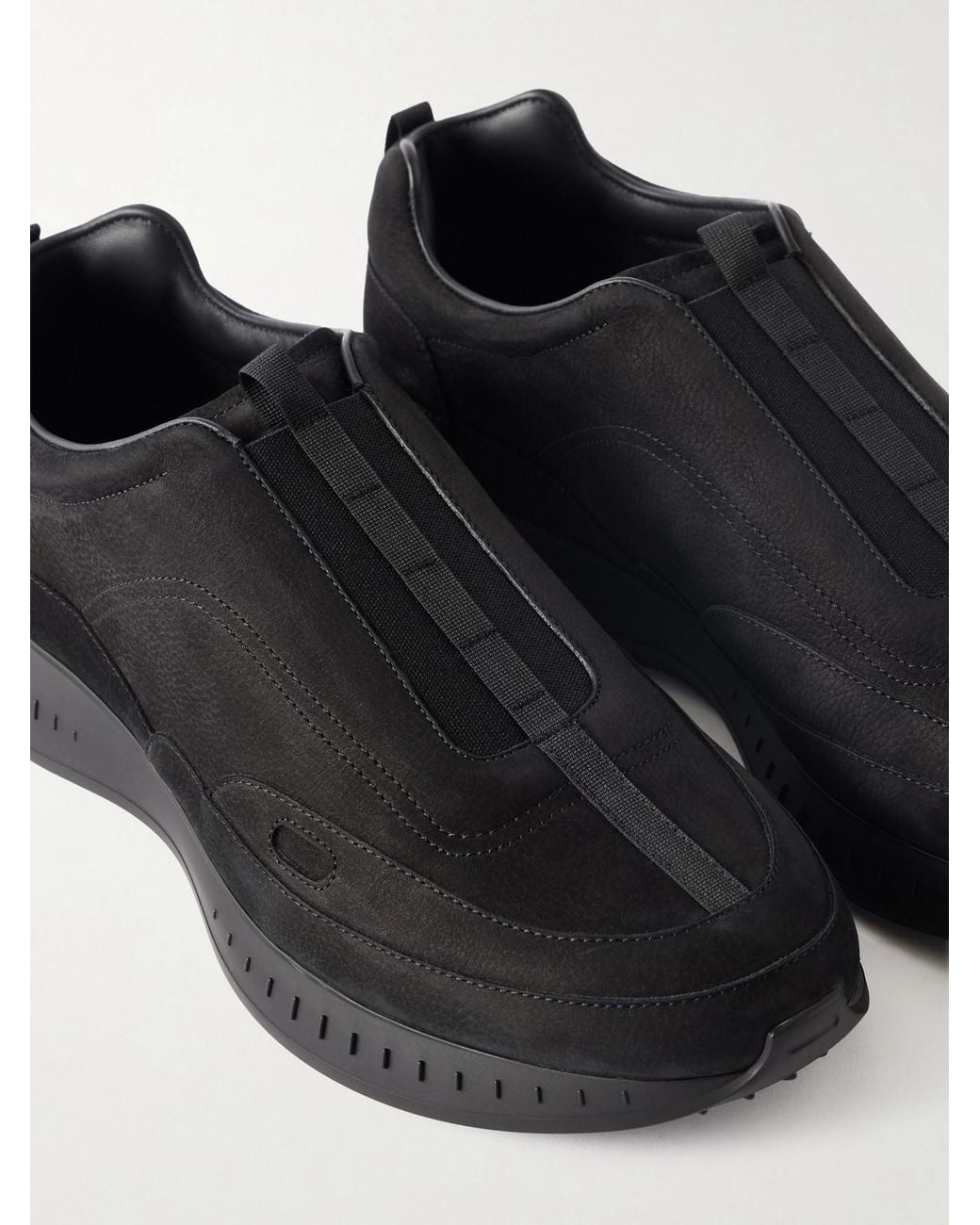 John Lobb Black Elastic Stream Nubuck Sneakers for men
