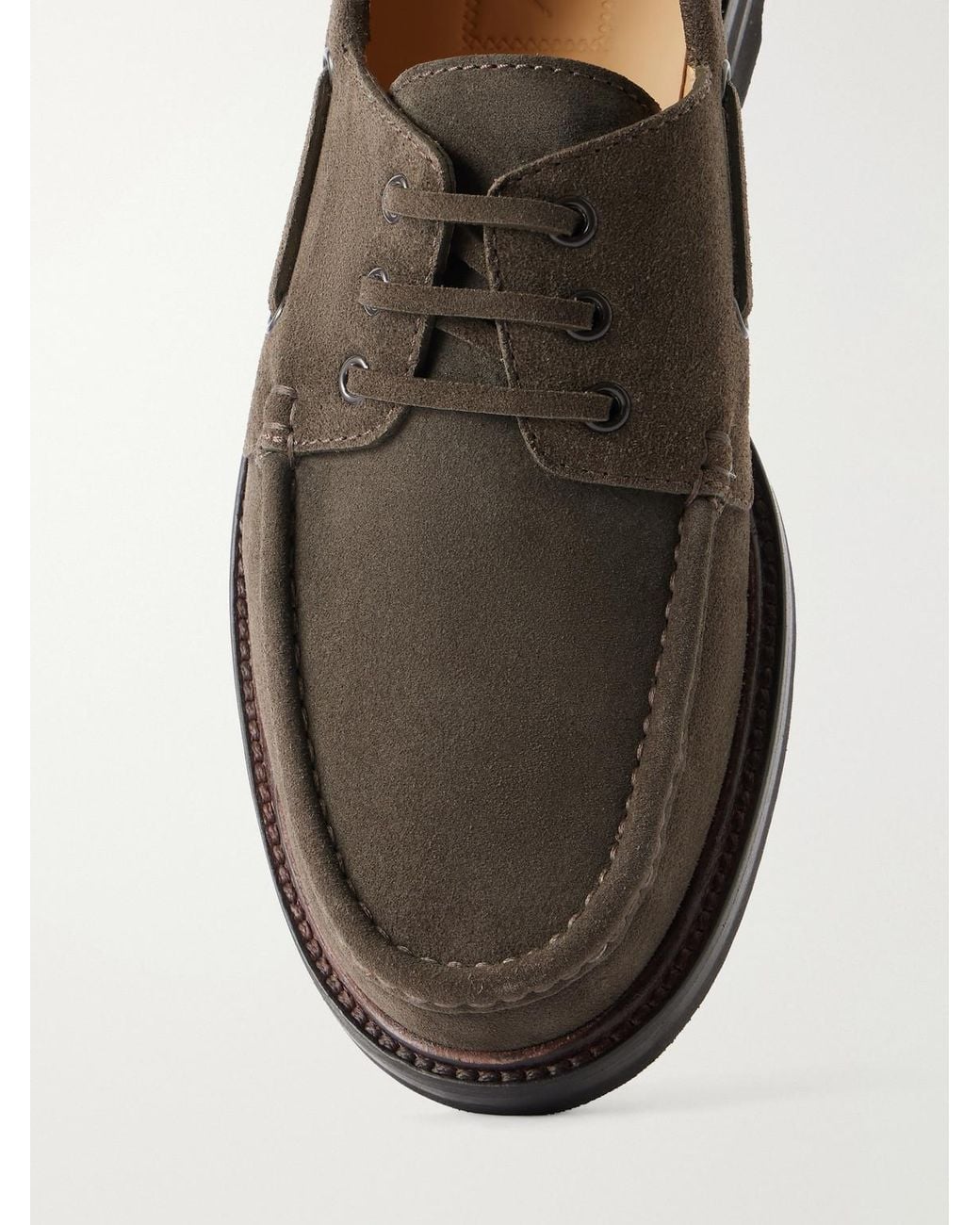 Brioni Brown Suede Boat Shoes for men