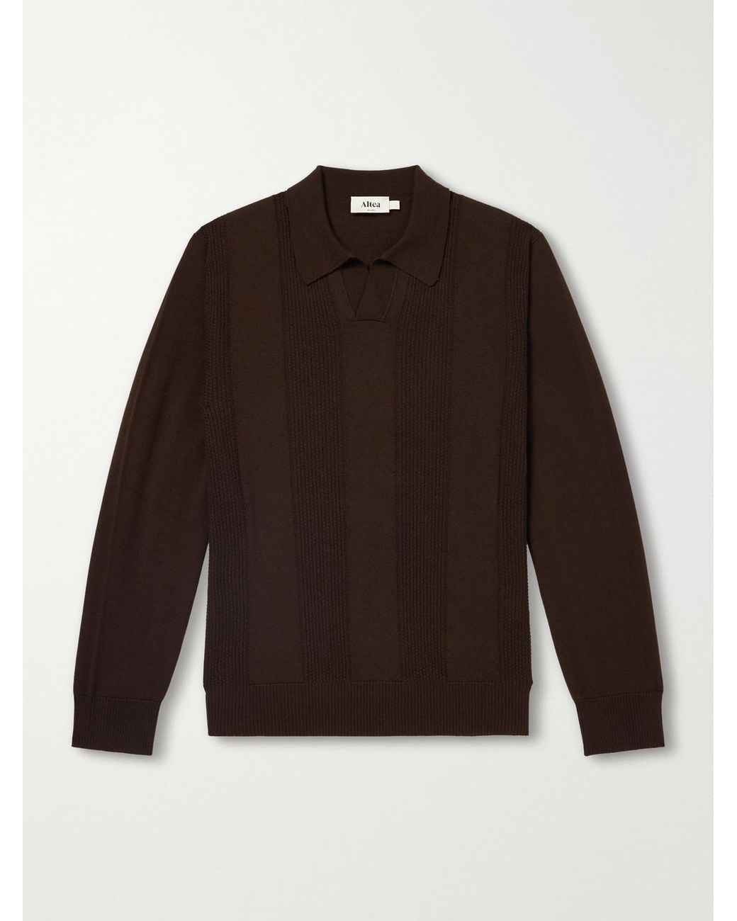 Altea Brown Virgin Wool Polo Sweater for men