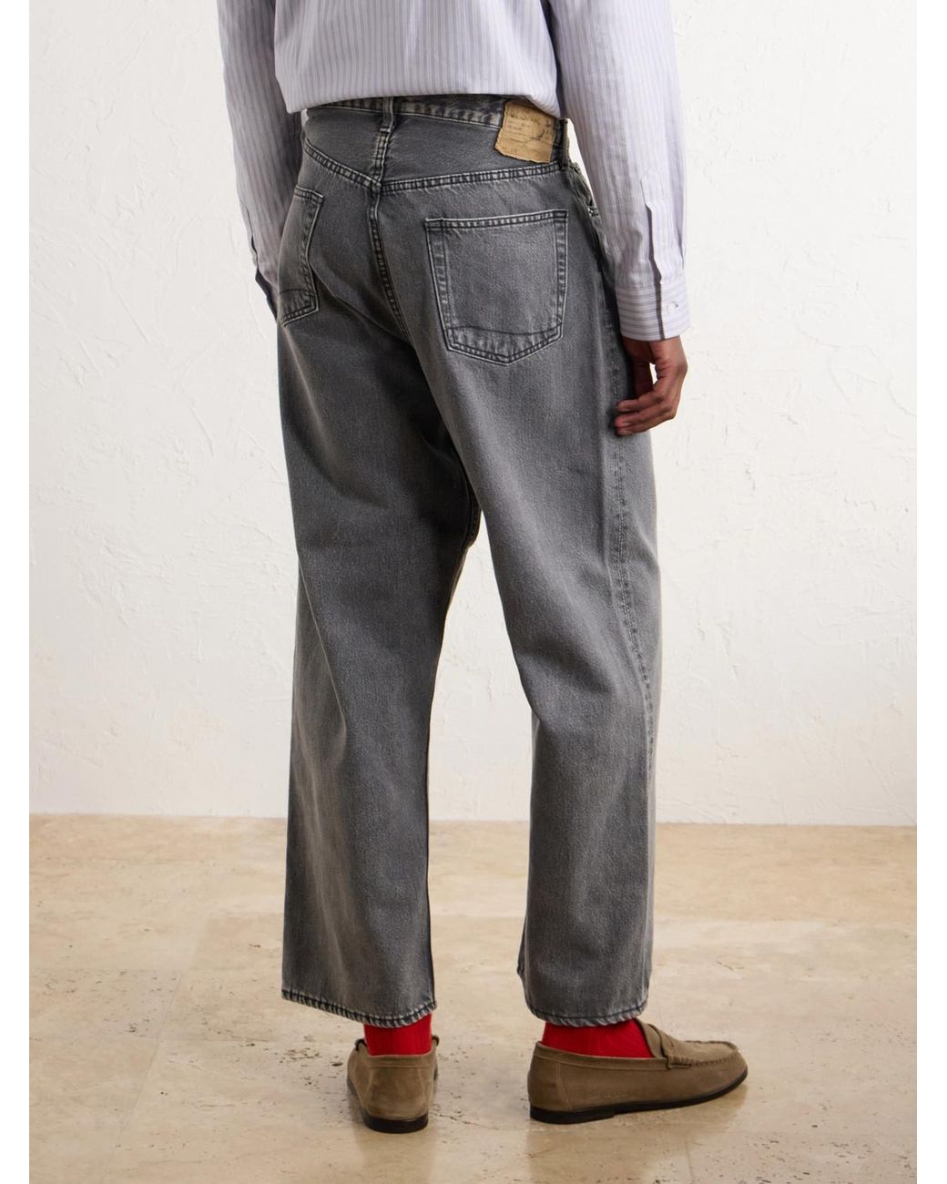 Orslow Gray Super Dad's Wide-Leg Jeans for men