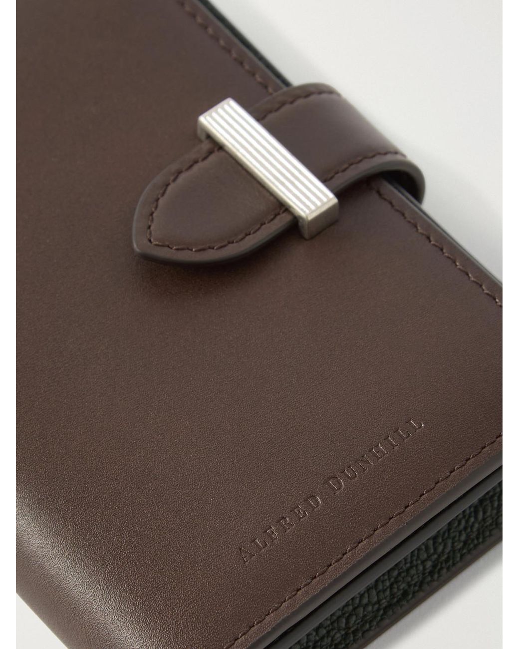 Dunhill Brown Alfred Business Card Case Patina-Leather Cardholder for men