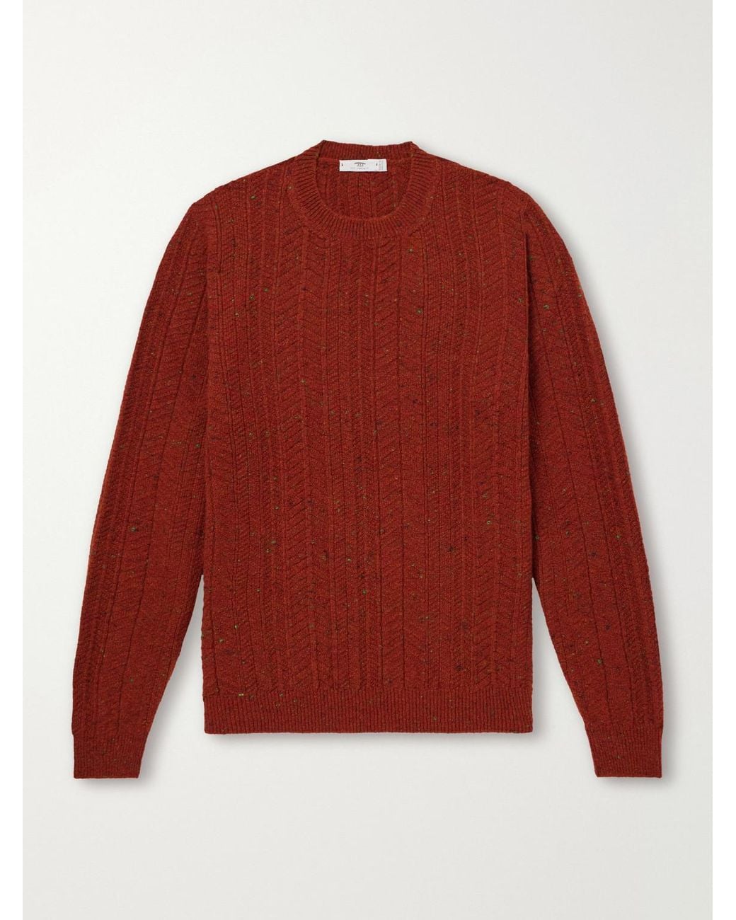 Inis Meáin Red Herringbone Merino Wool And Cashmere-Blend Sweater for men