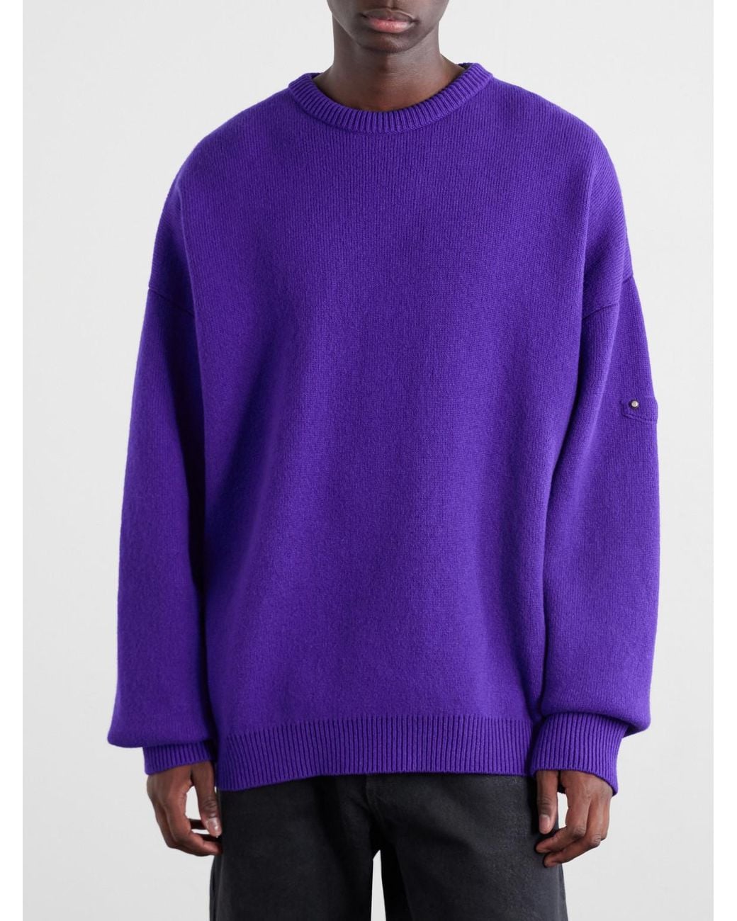 Balenciaga Purple City Embellished Wool-Blend Sweater for men