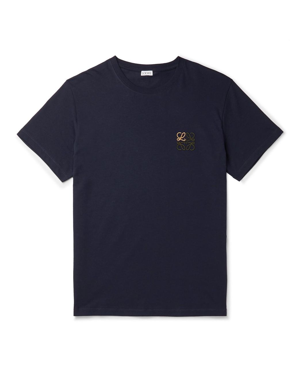 Loewe Logo-embroidered Cotton-jersey T-shirt in Blue for Men - Lyst