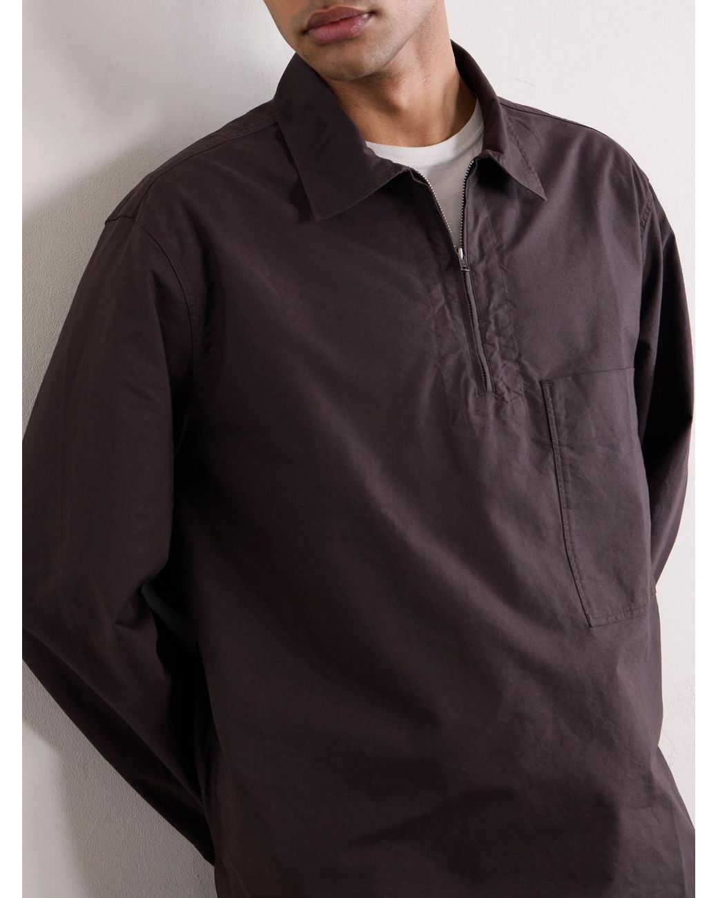 Margaret Howell Purple Half Zip-Up Cotton Shirt for men