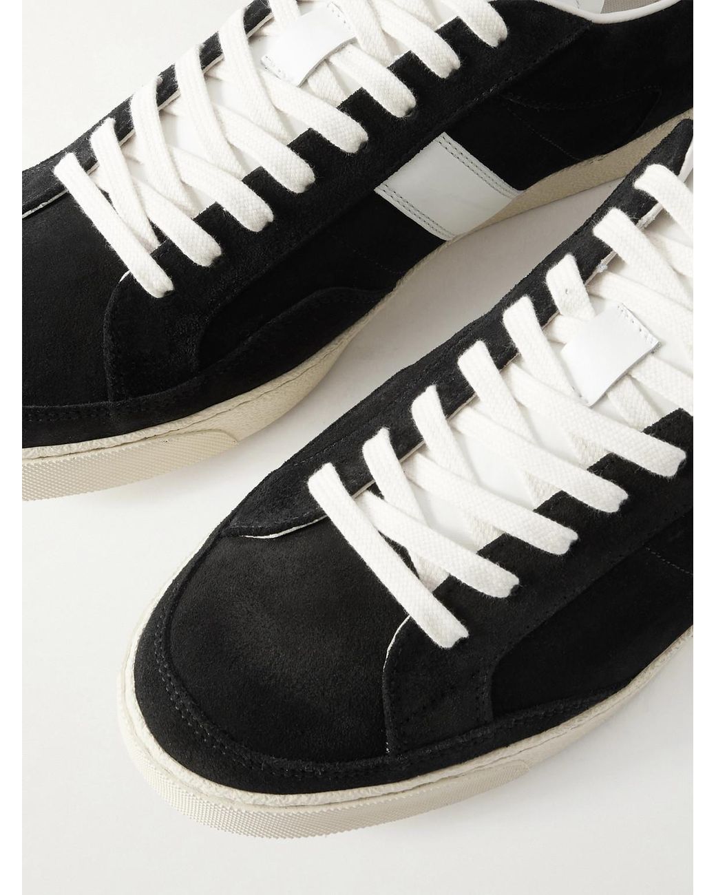 Tom Ford Black Blake Leather-trimmed Suede Sneakers for men