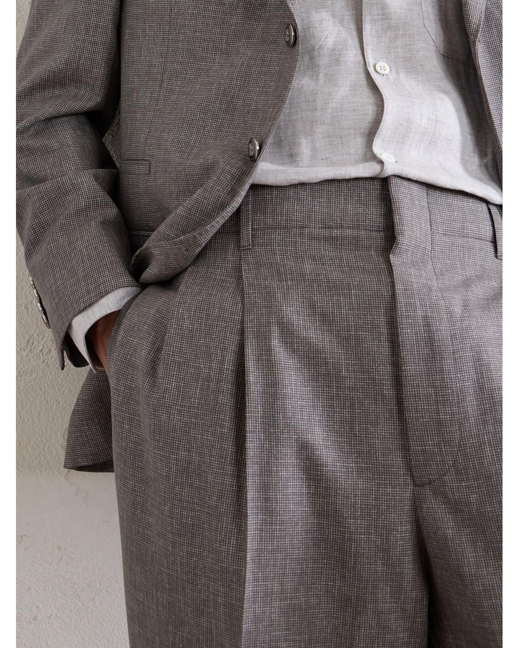 Brunello Cucinelli Gray Straight-Leg Pleated Wool Suit Trousers for men