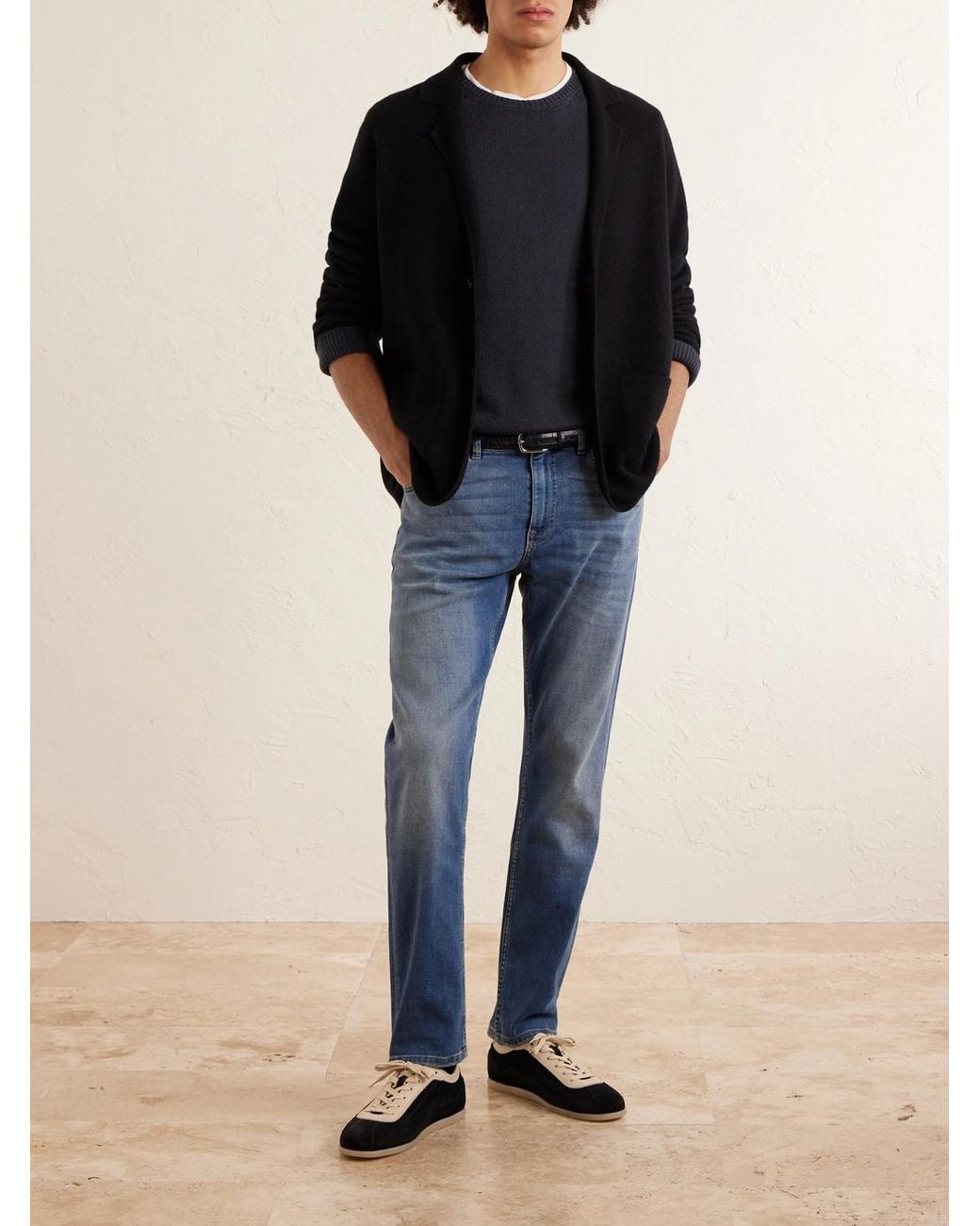 Eleventy Blue Cotton And Silk-Blend Sweater for men