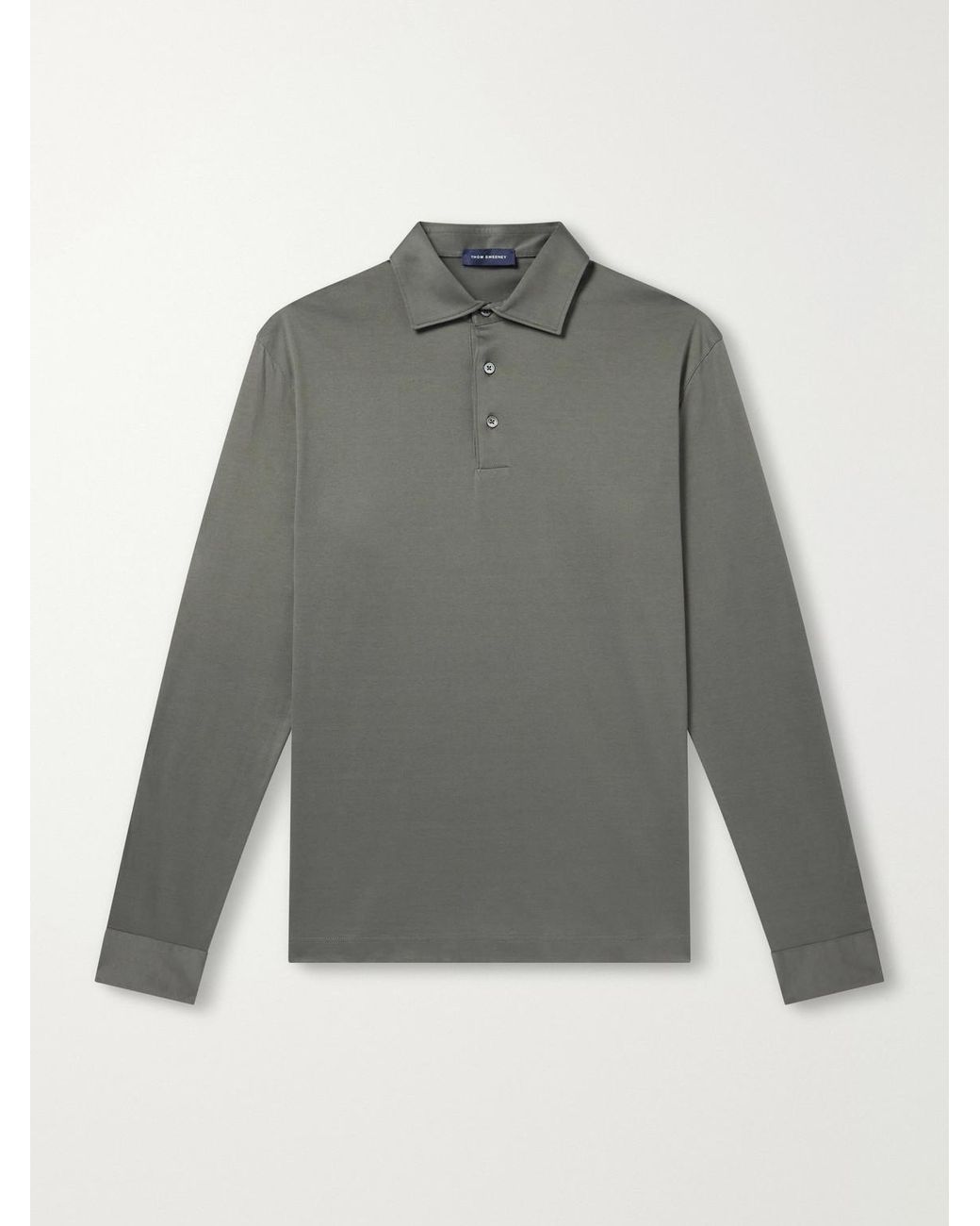 Thom Sweeney Gray Cotton-Jersey Polo Shirt for men
