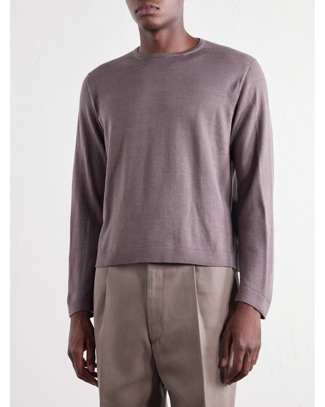 STÒFFA Brown Wool And Silk-Blend T-Shirt for men
