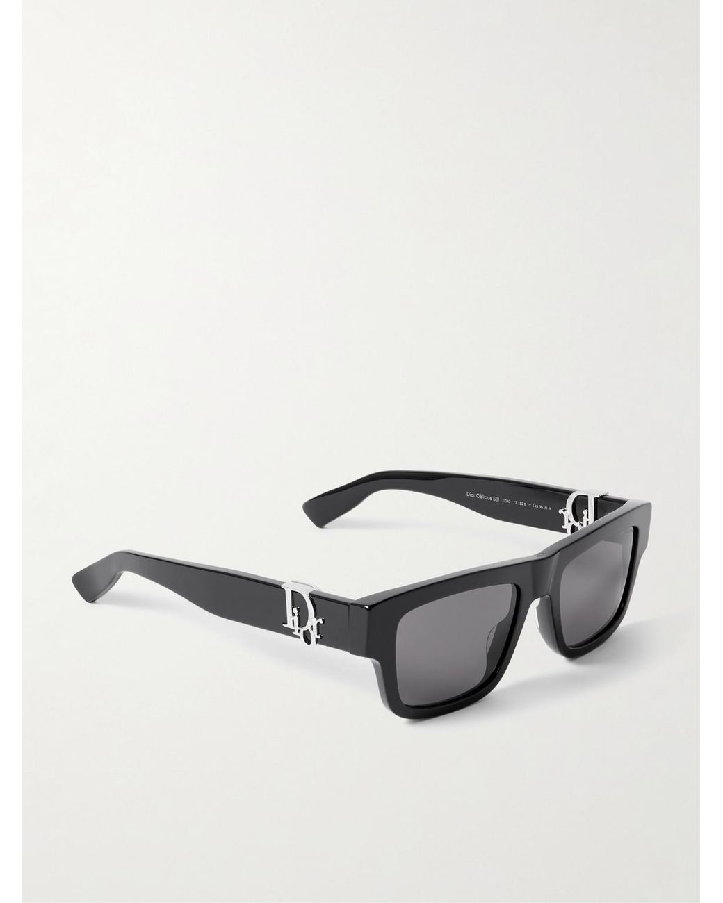 Dior Oblique S3I Rectangular-Frame Acetate Sunglasses di Dior in Black da Uomo
