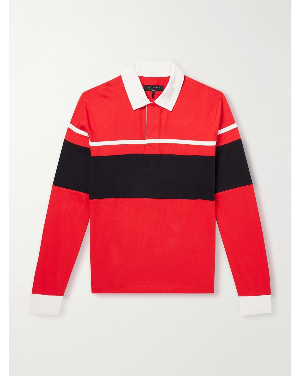 Rag & Bone Red Striped Cotton-Jersey Polo Shirt for men