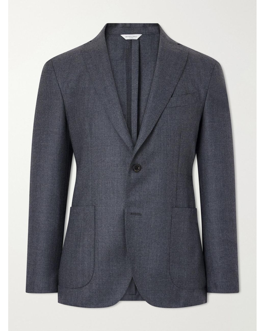 Boglioli Blue Double-breasted Herringbone Virgin Wool Suit Jacket for men