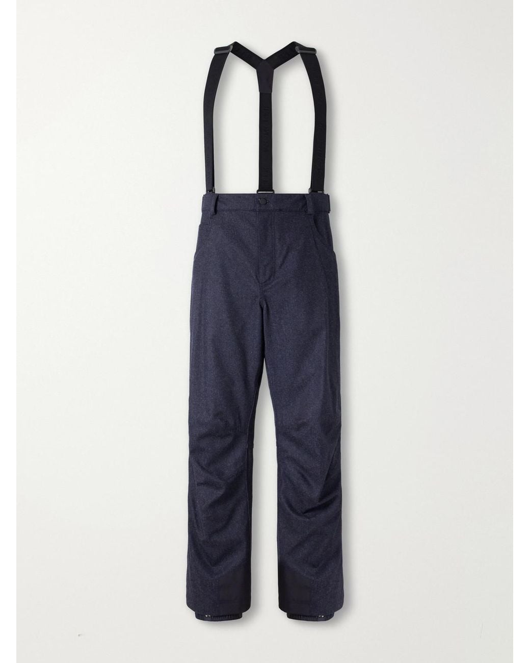 Moncler Blue Straight-Leg Padded Webbing-Trimmed Virgin Wool-Denim Ski Salopettes for men