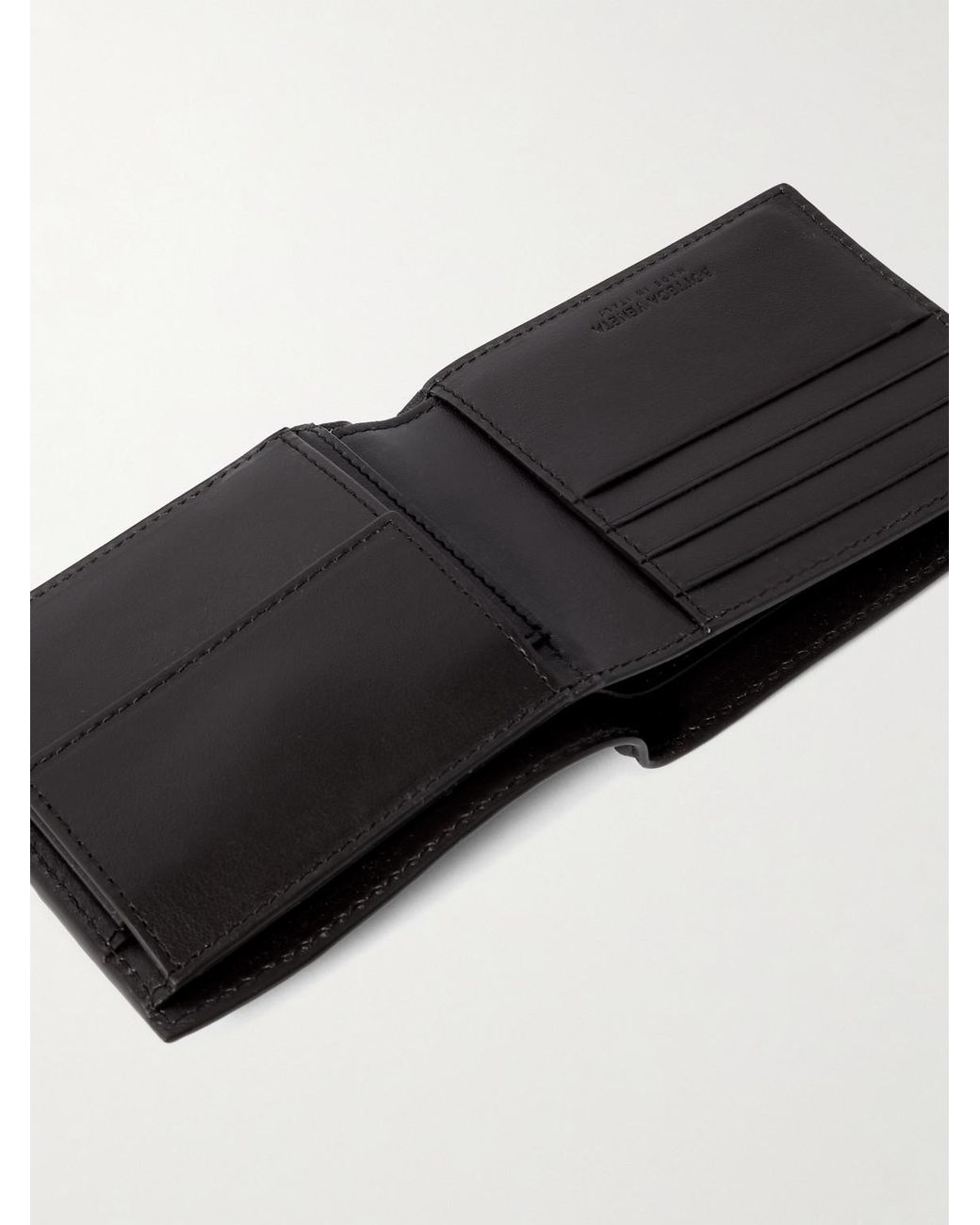 Bottega Veneta Black Intrecciato Leather Bifold Wallet for men