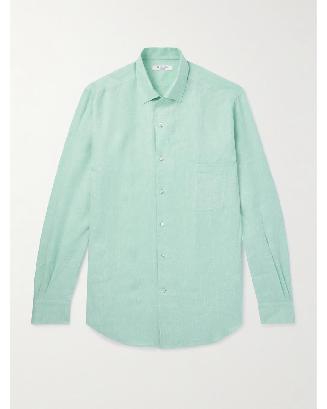 Loro Piana Green André Linen Shirt for men