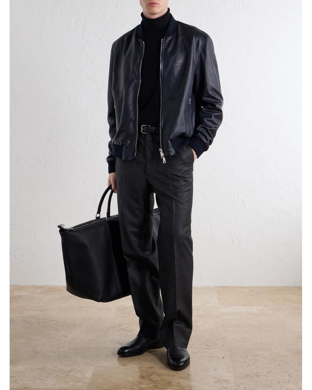 Mr P. Blue Reversible Leather Jacket for men