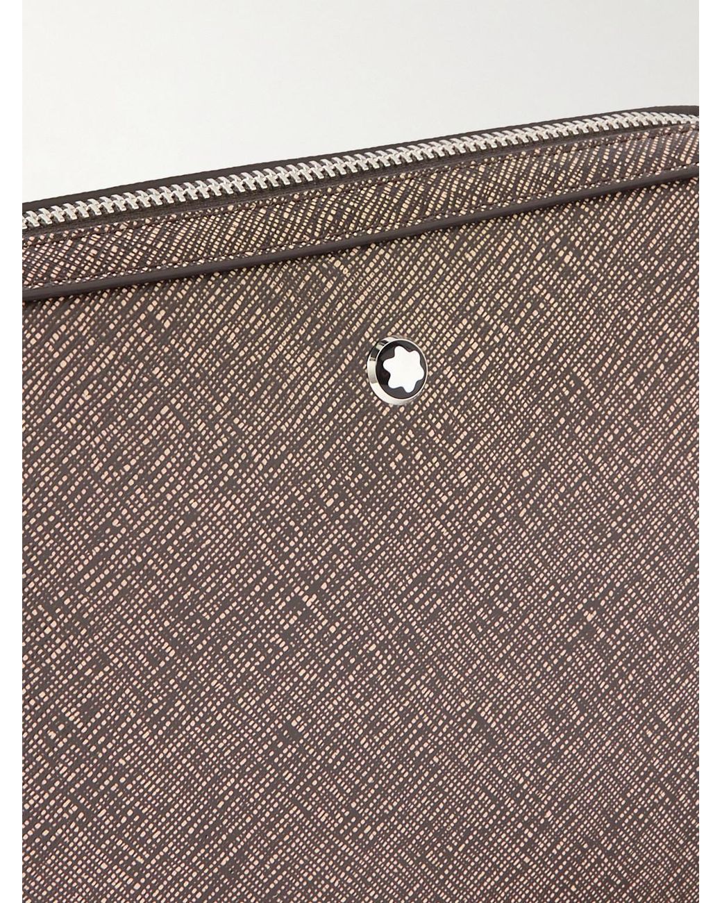 Montblanc Brown Cross-Grain Leather Messenger Bag for men