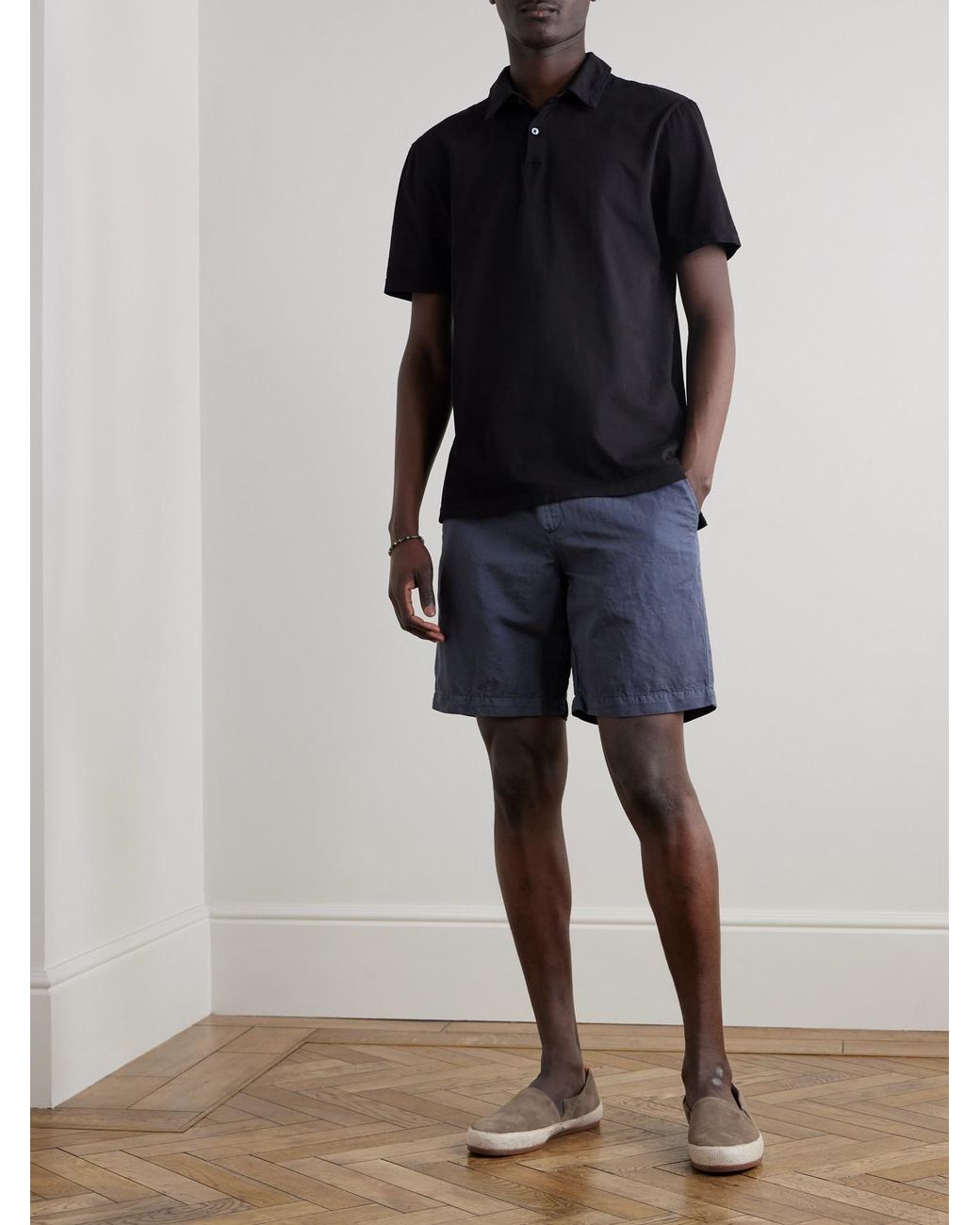 James Perse Black Slim-Fit Supima Cotton-Jersey Polo Shirt for men