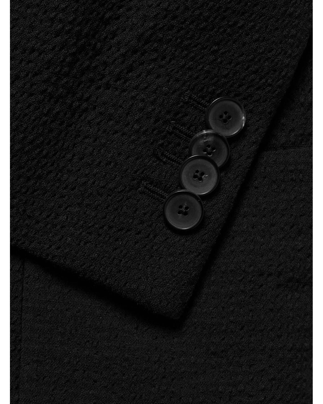 Wool-Blend Seersucker Suit Jacket di Mr P. in Black da Uomo