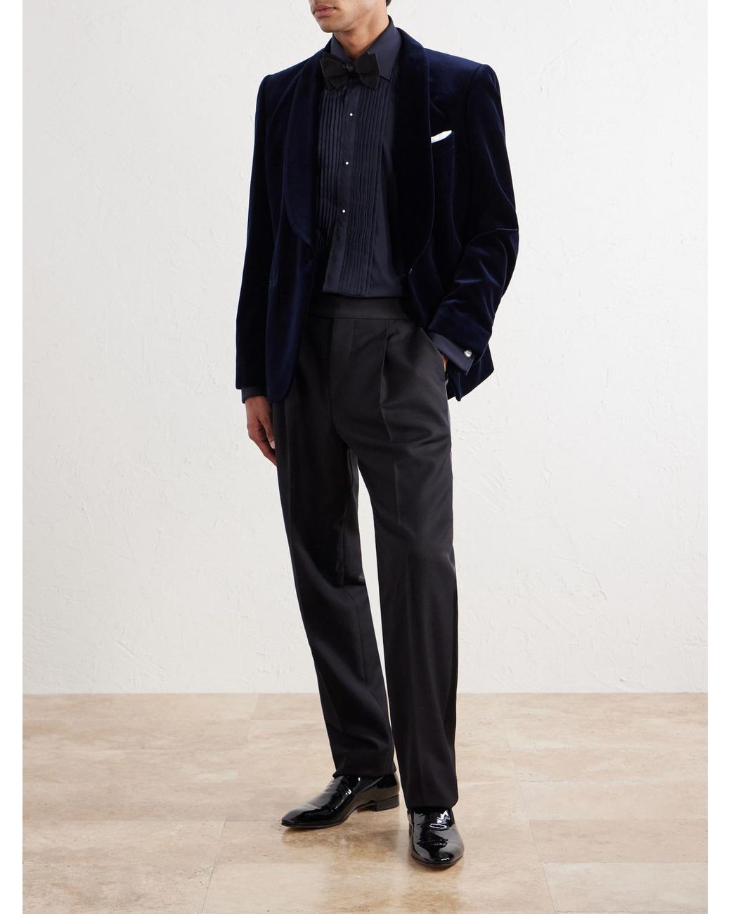 Thom Sweeney Blue Fly Classic-Collar Wool And Silk-Blend Shirt for men