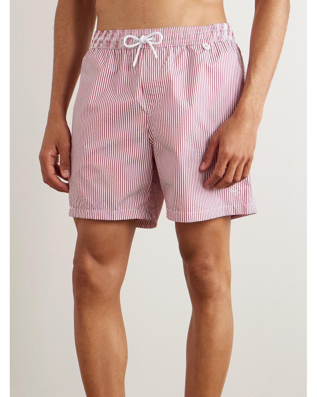 Loro Piana Pink Bay Straight-Leg Mid-Length Striped Swim Shorts for men