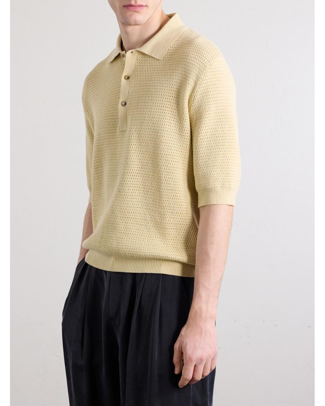 De Bonne Facture Natural Honeycomb-Knit Cotton Polo Shirt for men