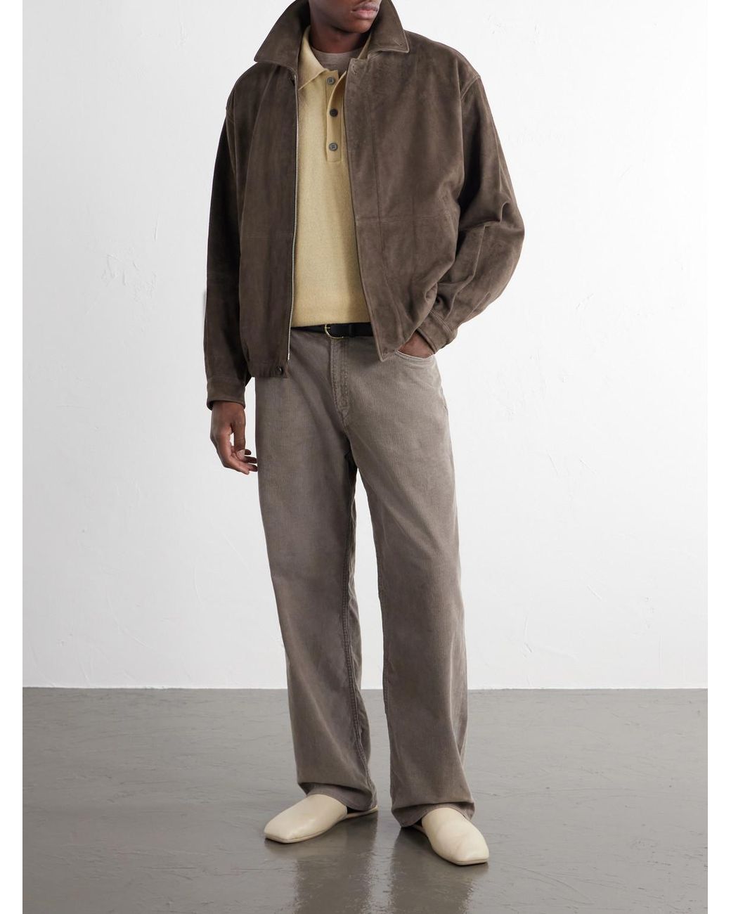 Ssstein Gray Straight-Leg Cotton-Corduroy Trousers for men
