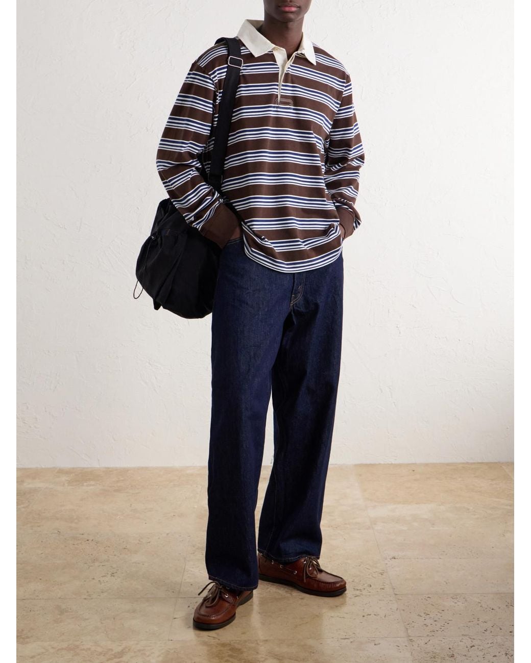 Corridor NYC Blue Striped Cotton-Jersey Polo Shirt for men