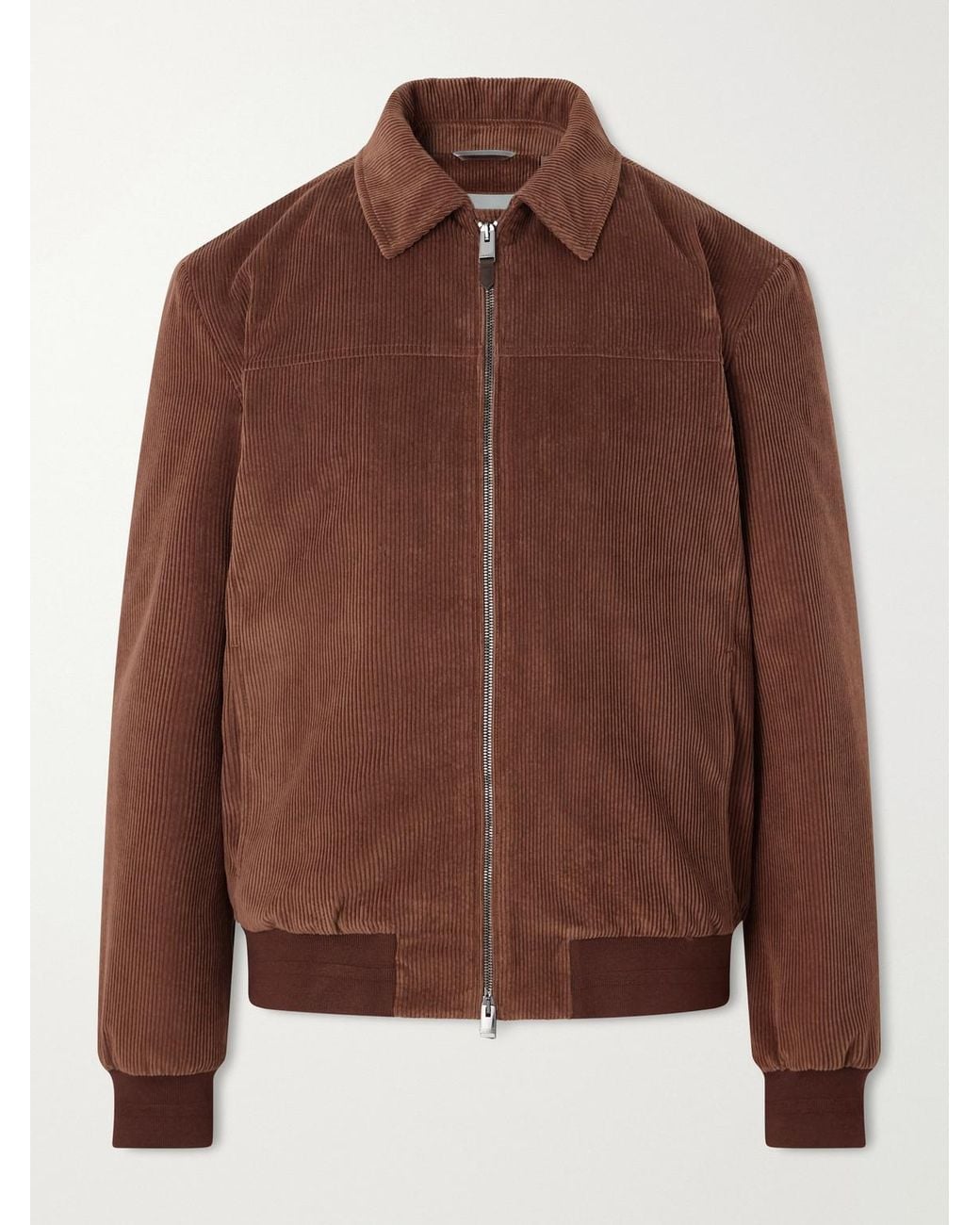 Canali Brown Padded Cotton-Corduroy Blouson Jacket for men