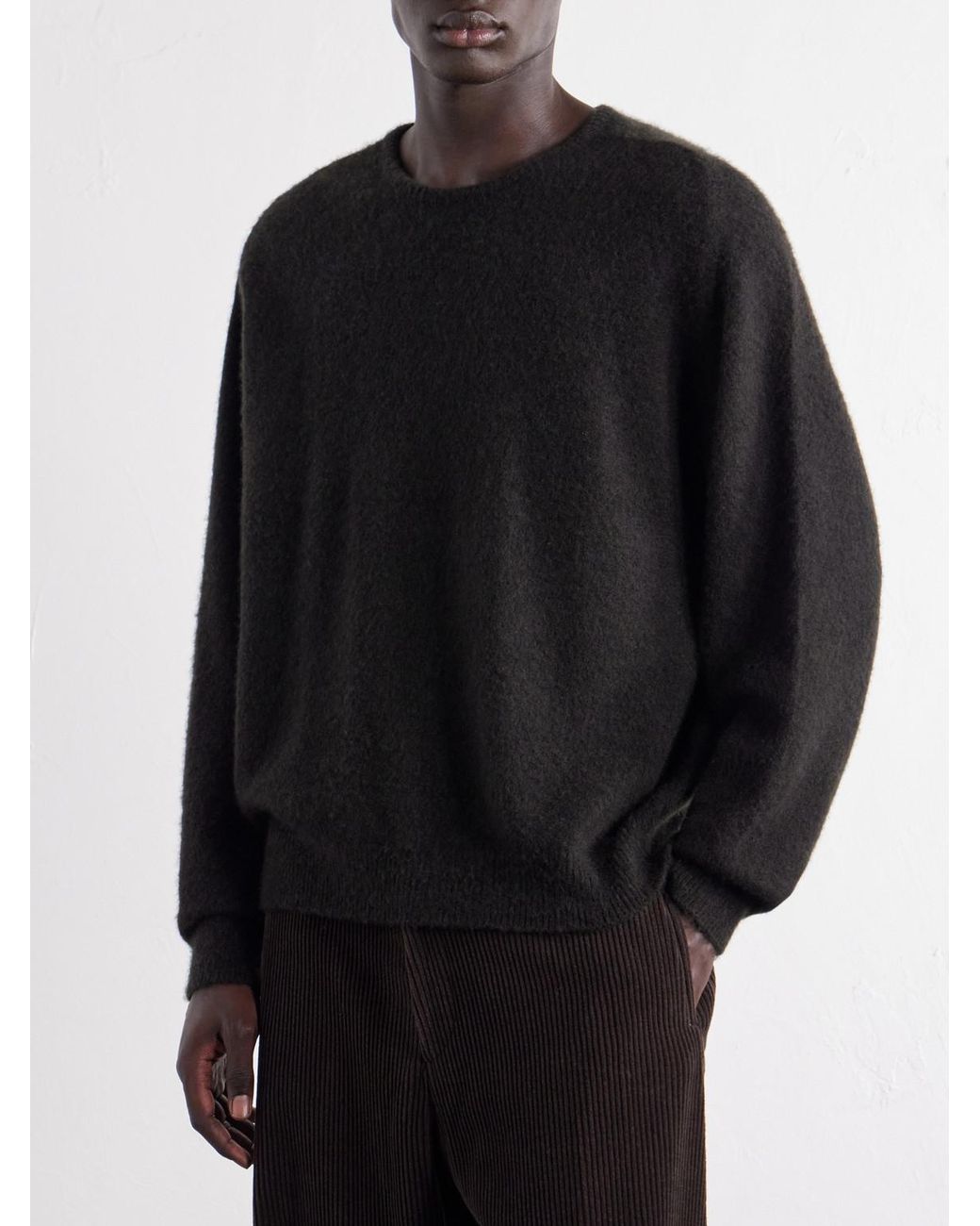 A.PRESSE Black Brushed Cashmere Sweater for men