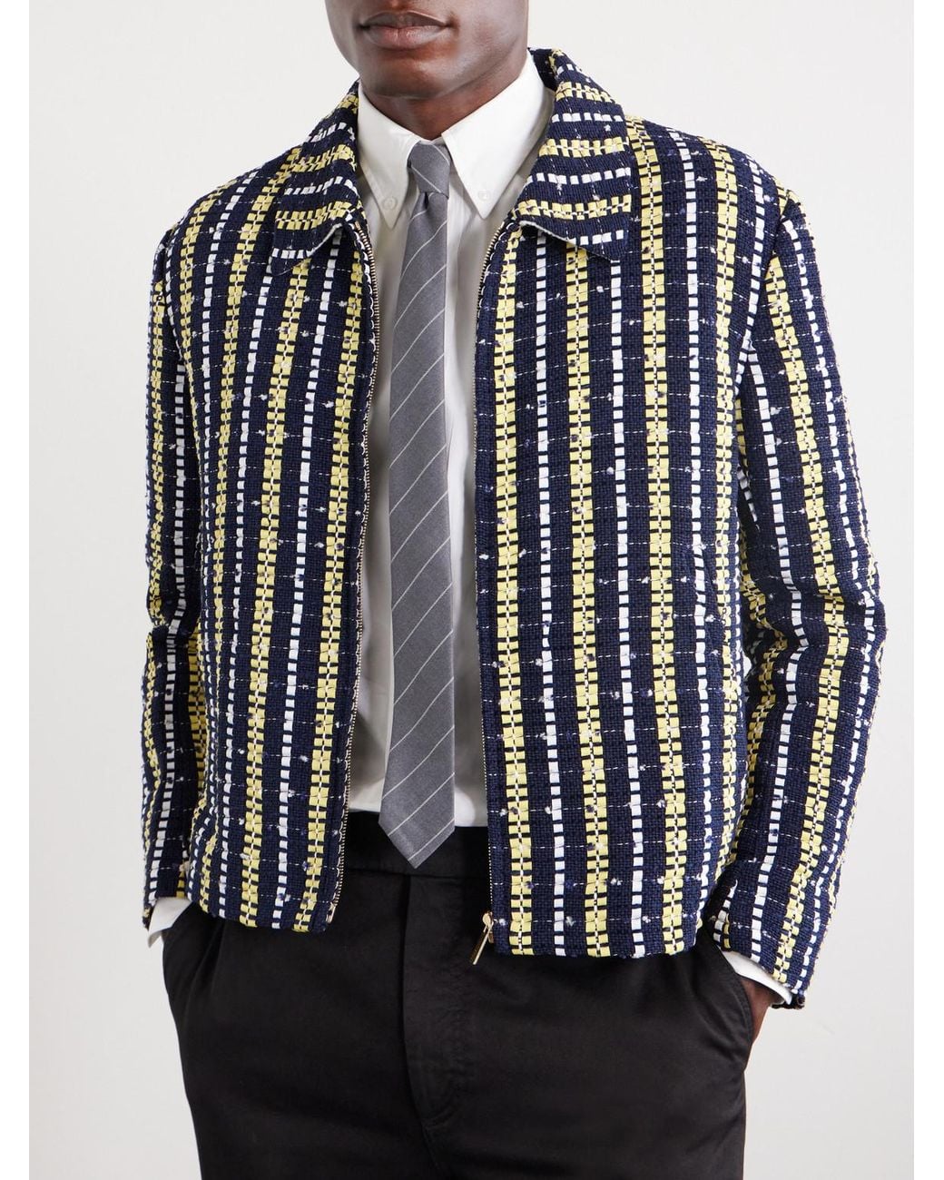 Thom Browne White Striped 8Cm Wool Neck Tie for men