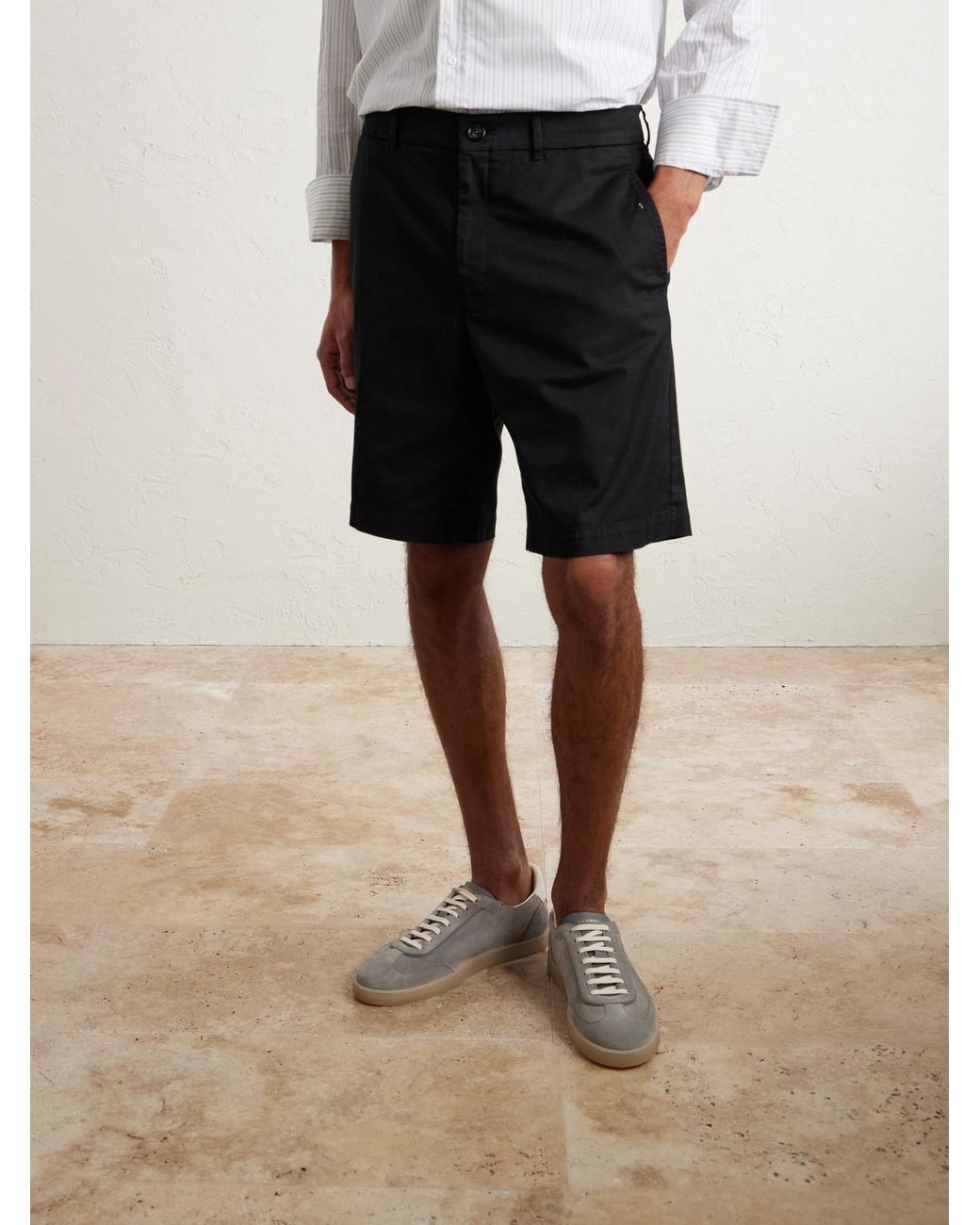 Brunello Cucinelli Black Cotton-Blend Bermuda Shorts for men