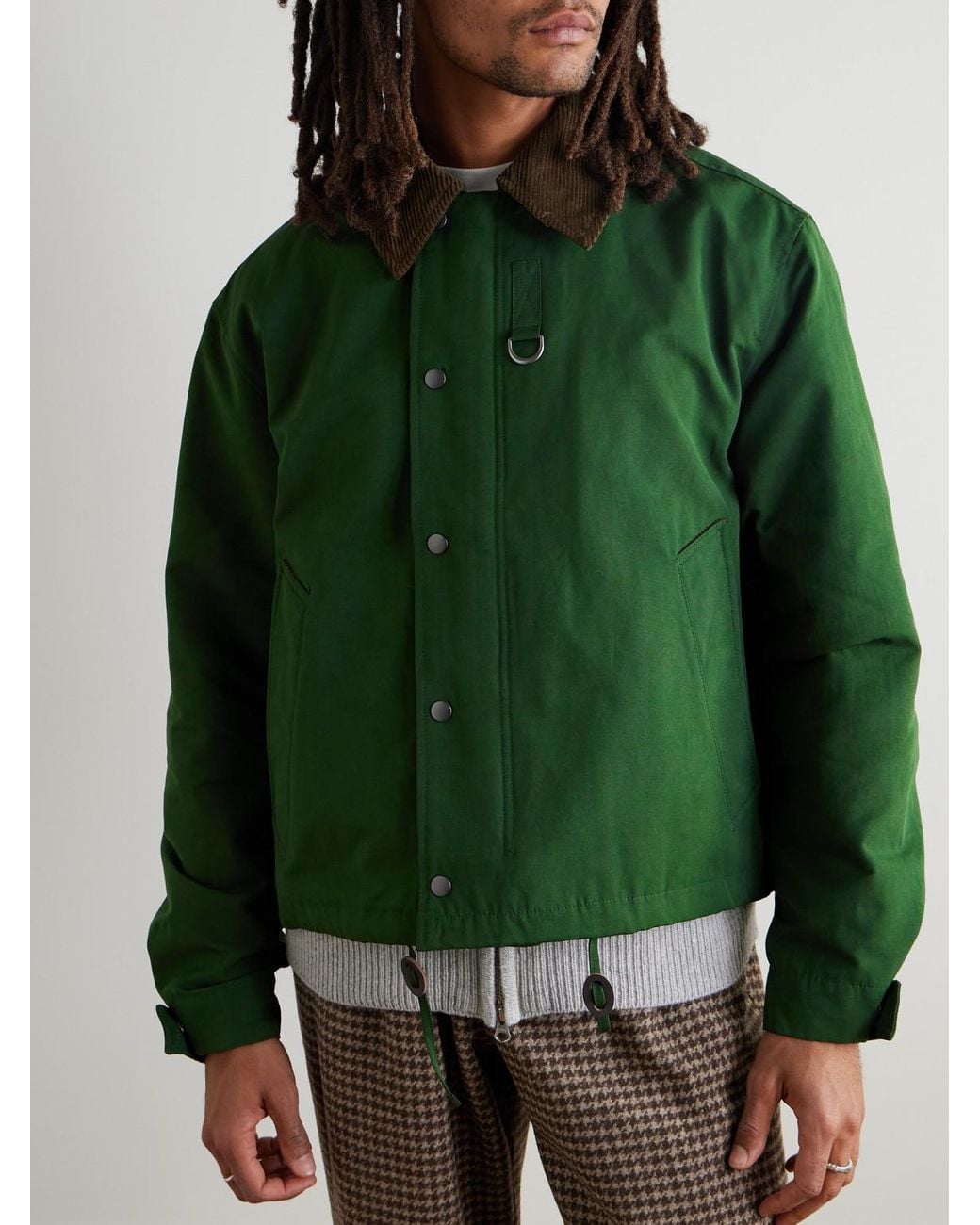 Corduroy-Trimmed Cotton-Blend Jacket di FRIZMWORKS in Green da Uomo