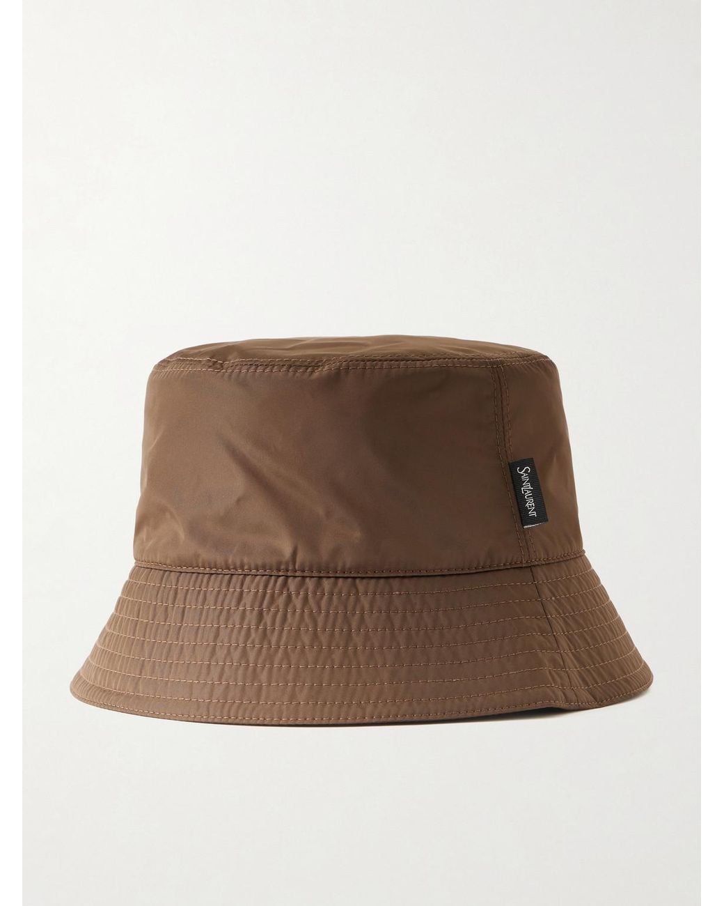 Saint Laurent Brown Recycled Shell Bucket Hat for men
