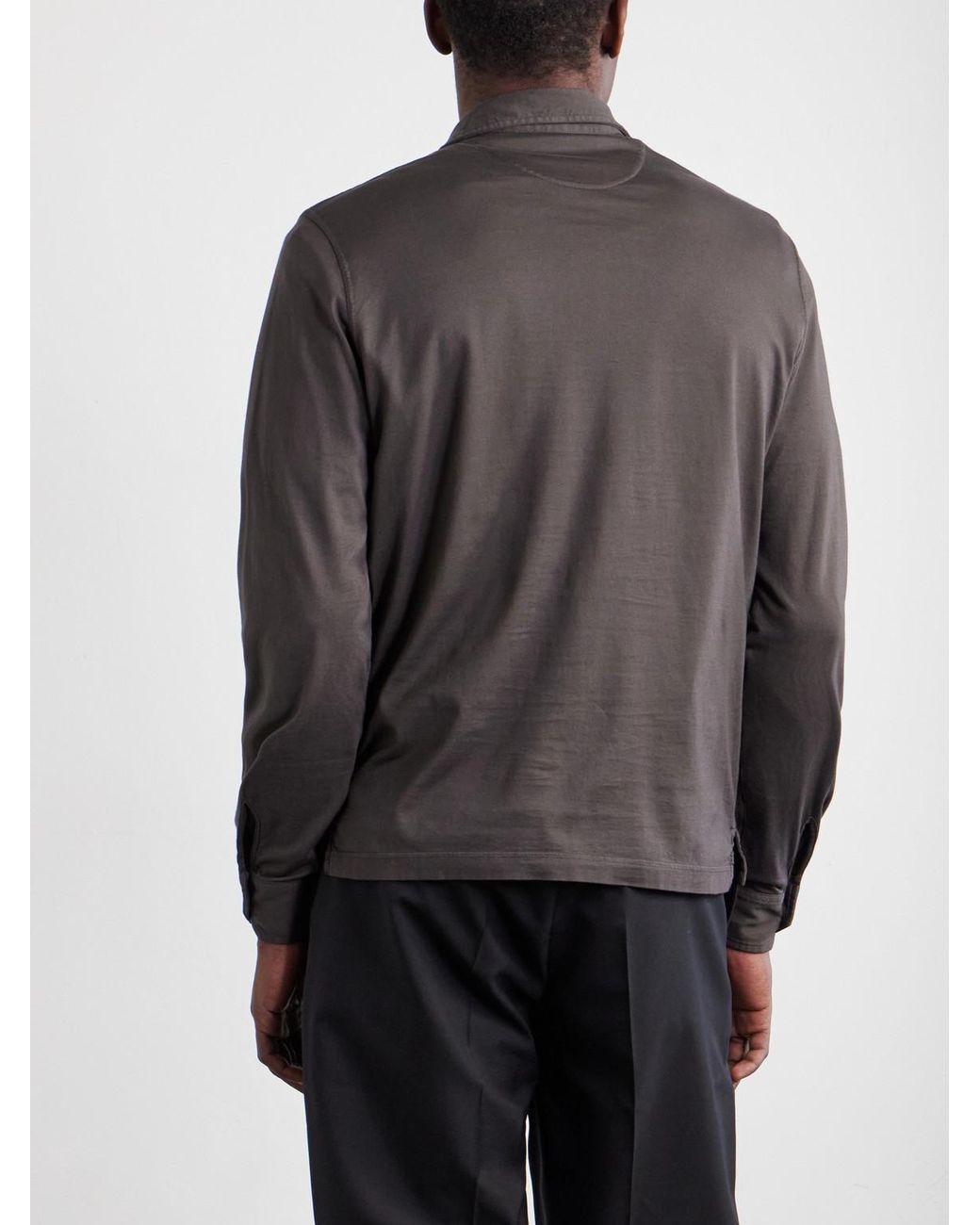 Fedeli Gray Cotton-jersey Polo Shirt for men