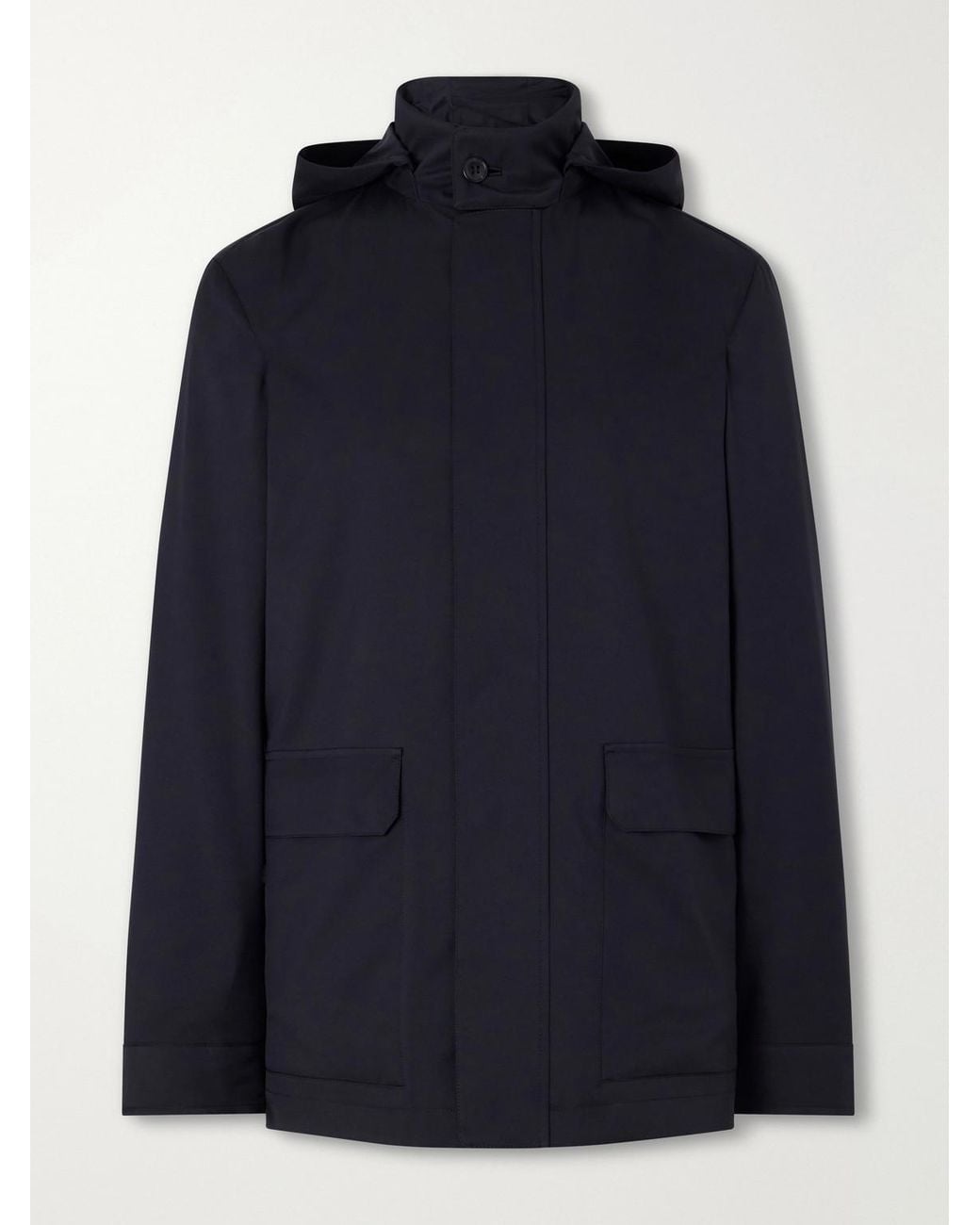 Zegna Blue Twill Hooded Jacket for men