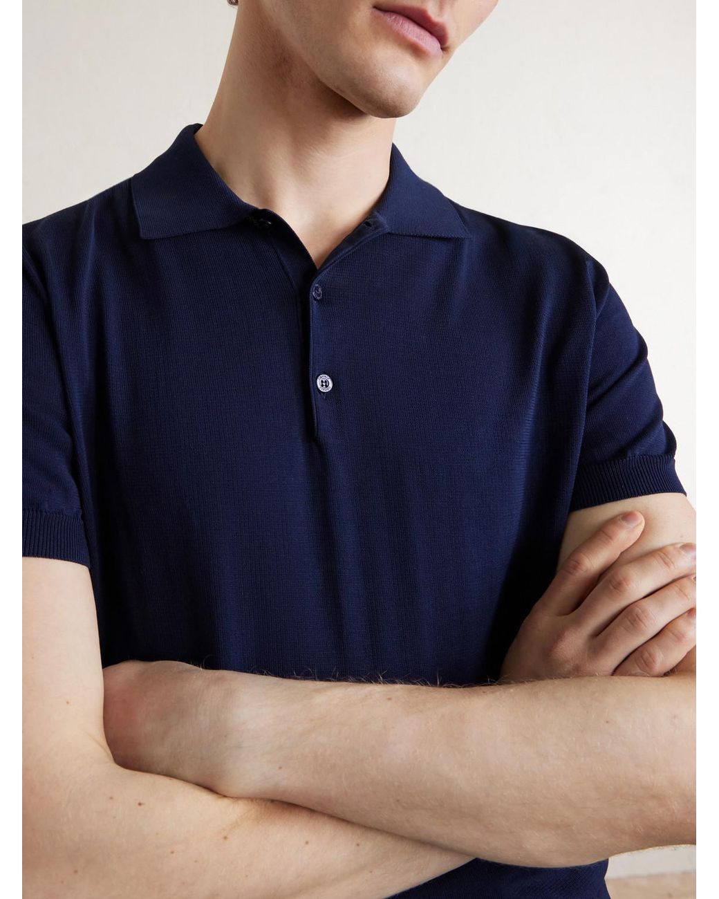 Canali Blue Cotton Polo Shirt for men