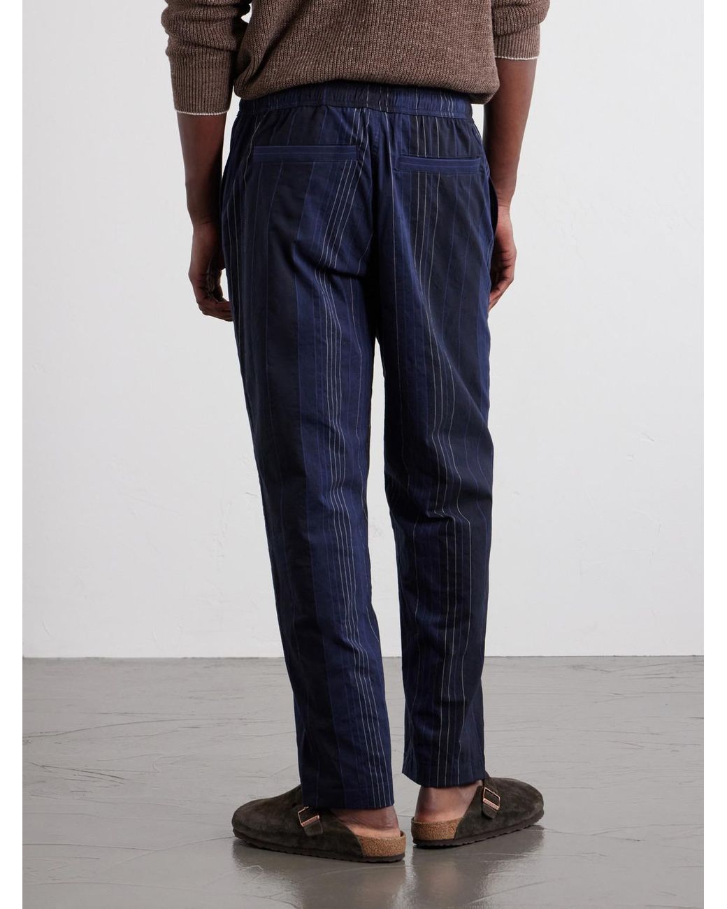 Orlebar Brown Blue Sonoran Velo Straight-Leg Striped Cotton Drawstring Trousers for men