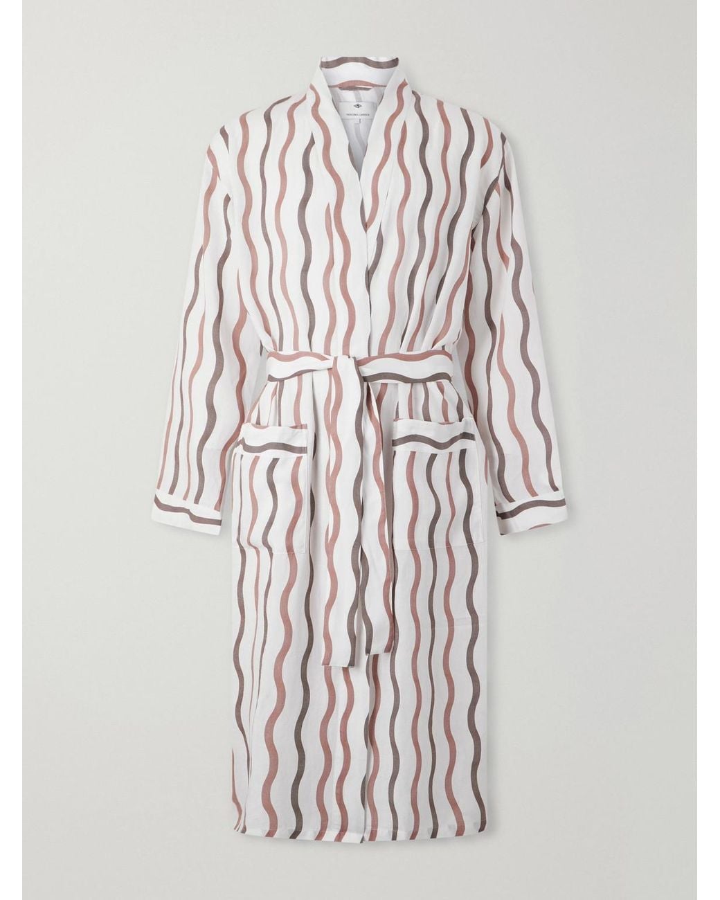 Frescobol Carioca White La Marzocco Striped Belted ® And Linen-blend Pyjamas for men