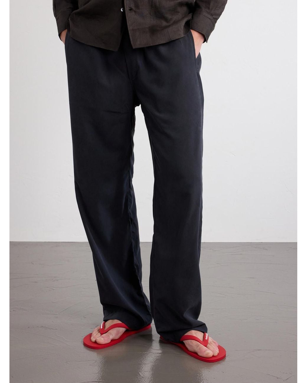 Christian Louboutin Red Logo-Embossed Rubber Flip Flops for men