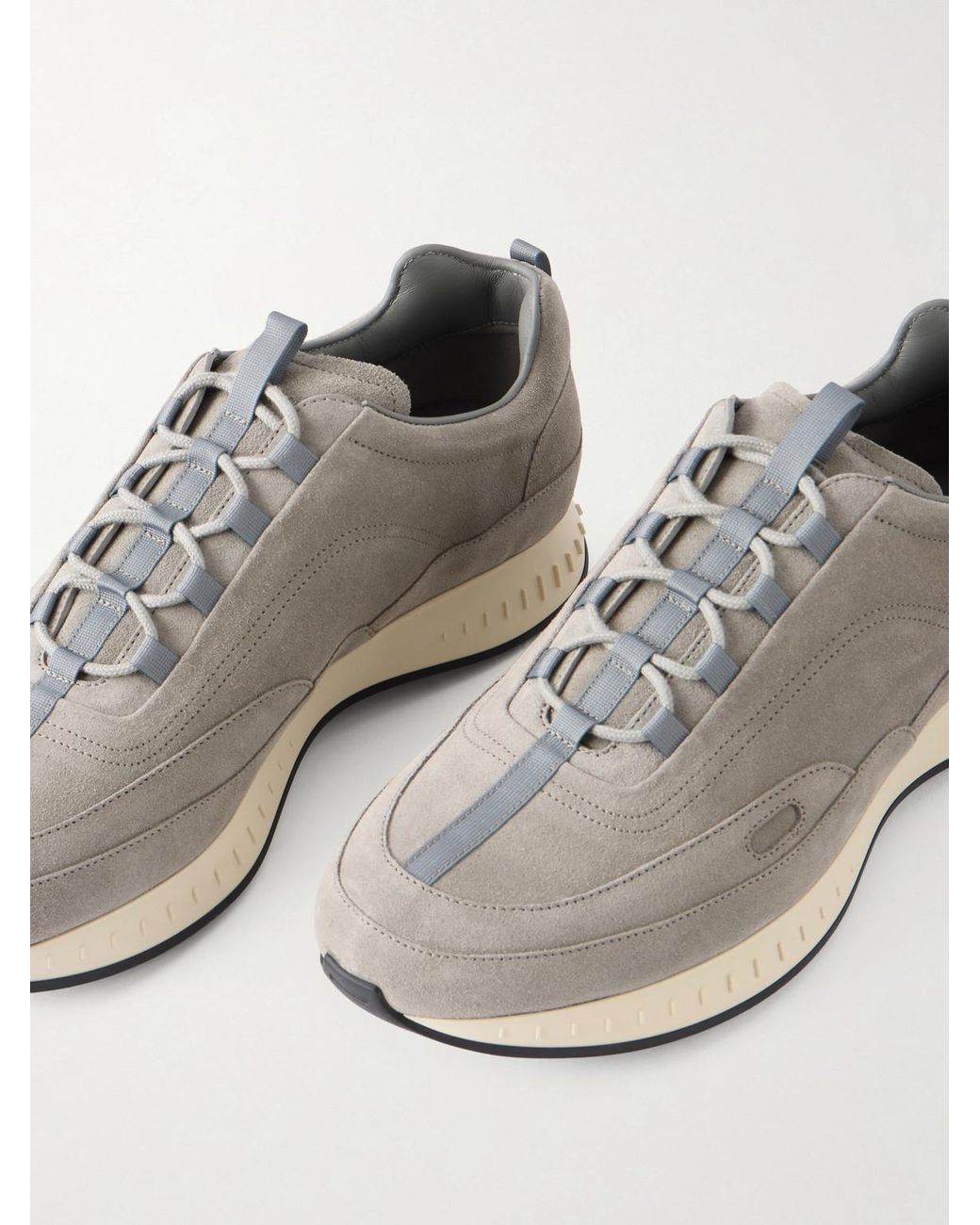 John Lobb White Laced Stream Suede Sneakers for men