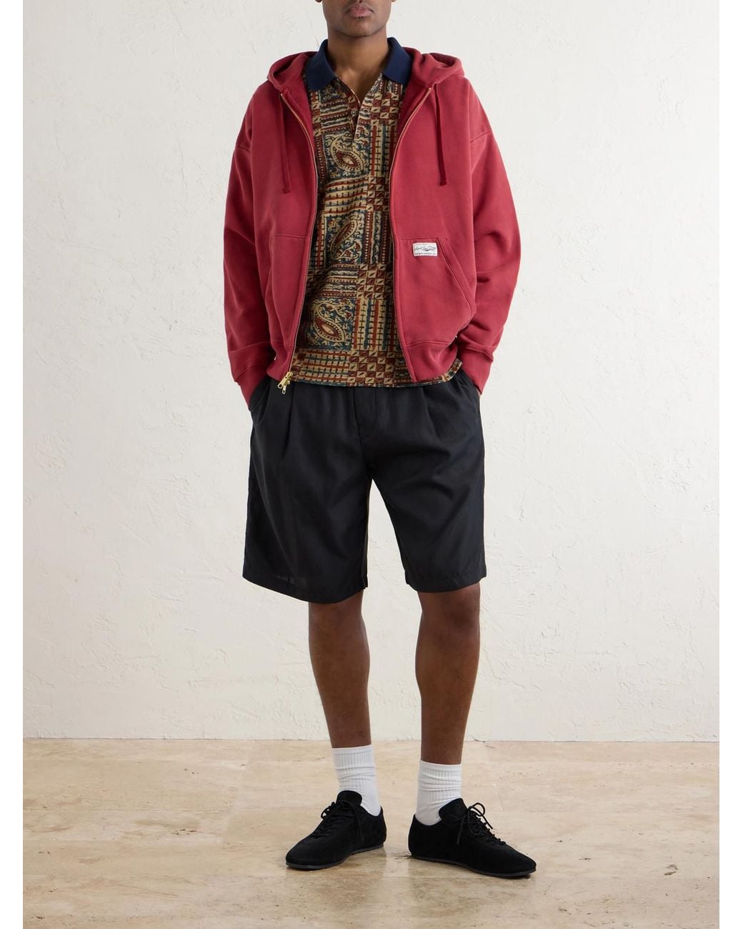 Aimé Leon Dore Red Cotton-Jersey Zip-Up Hoodie for men