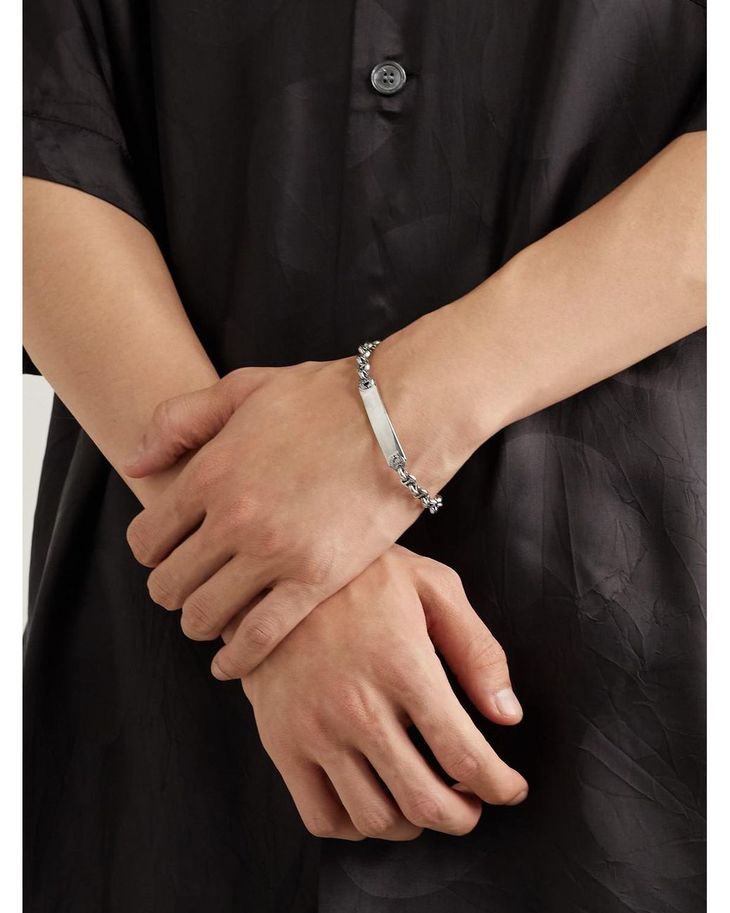 Hoorsenbuhs Black Open-Link Monogram 5Mm Sterling Diamond Bracelet for men