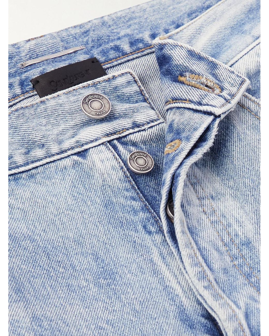 Saint Laurent Blue Straight-leg Distressed Jeans for men