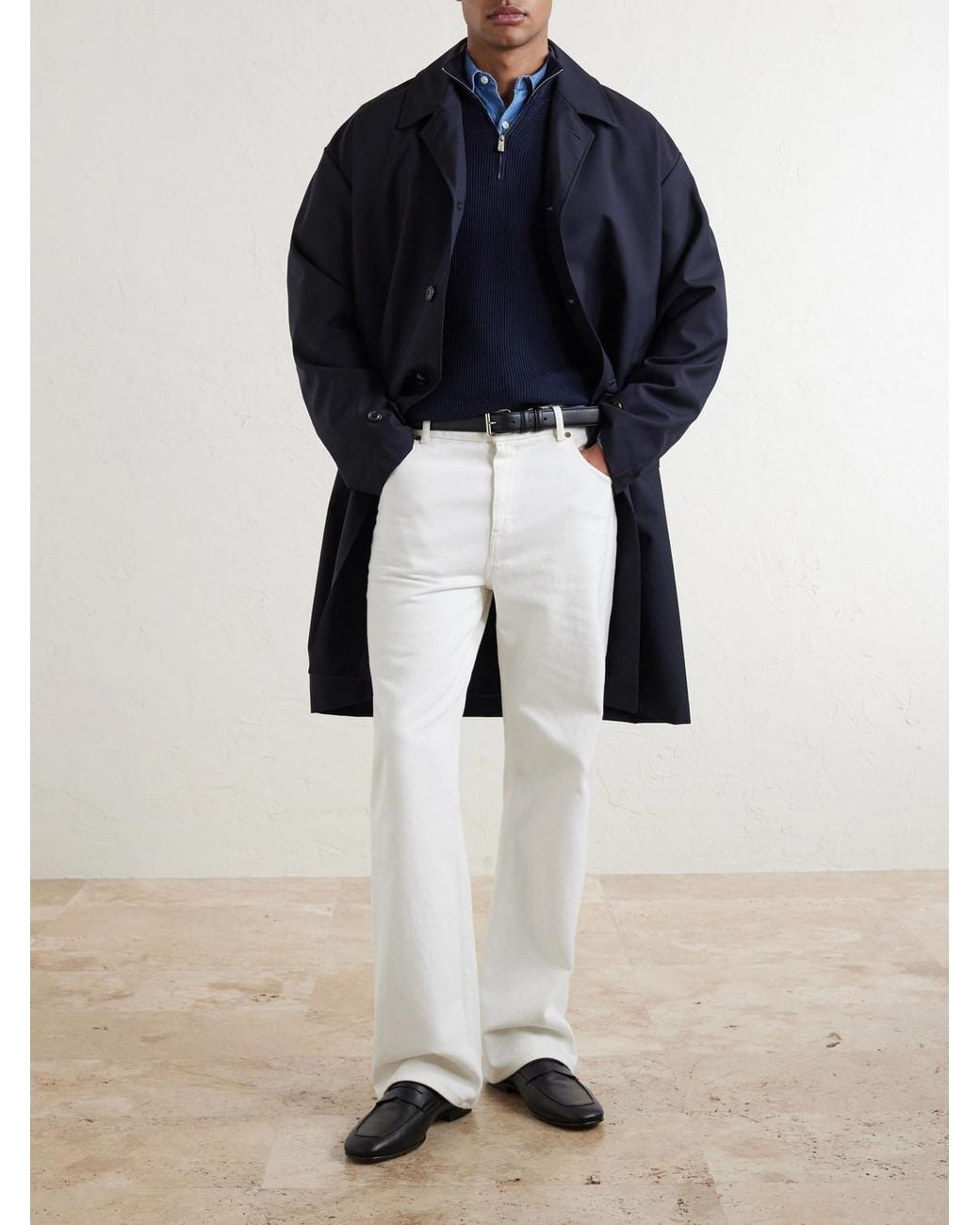 Valstar Blue Wool Trench Coat for men
